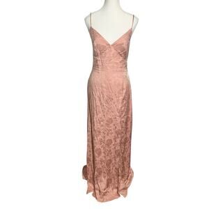 Vow'd Bridesmaid Dress‎ Women 8 Pink Blush Floral Slit Maxi Zip Adjustable Strap